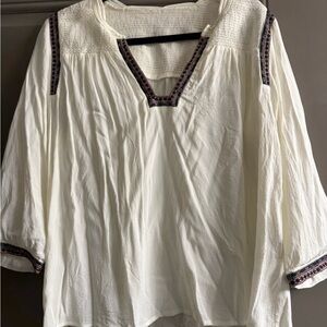 ba&sh Cream Blouse with Embroidery